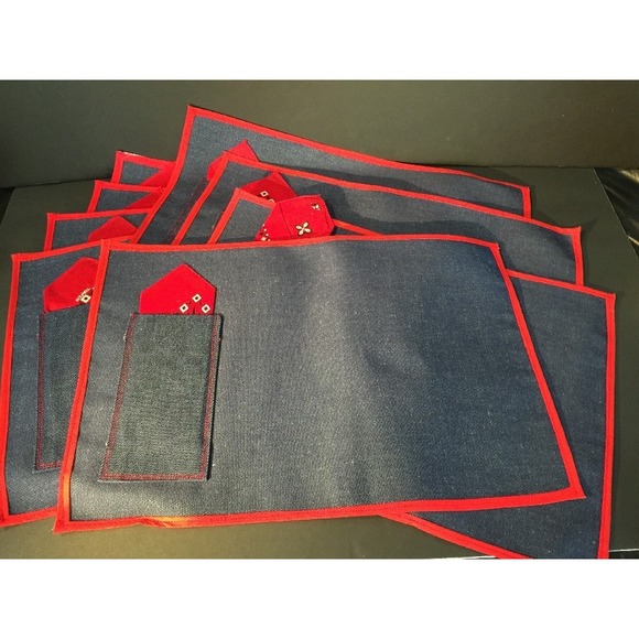 The Unbranded Brand Other - 8 Denim Placements W/ Napkins Cowboy Western Rockabilly Bandana Country